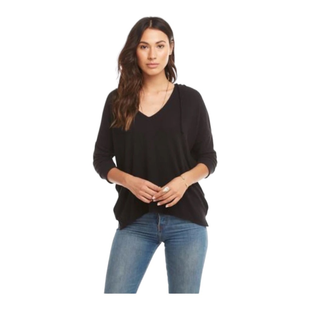 NWT Chaser French Terry 3/4 Sleeve Side Split Pullover / black